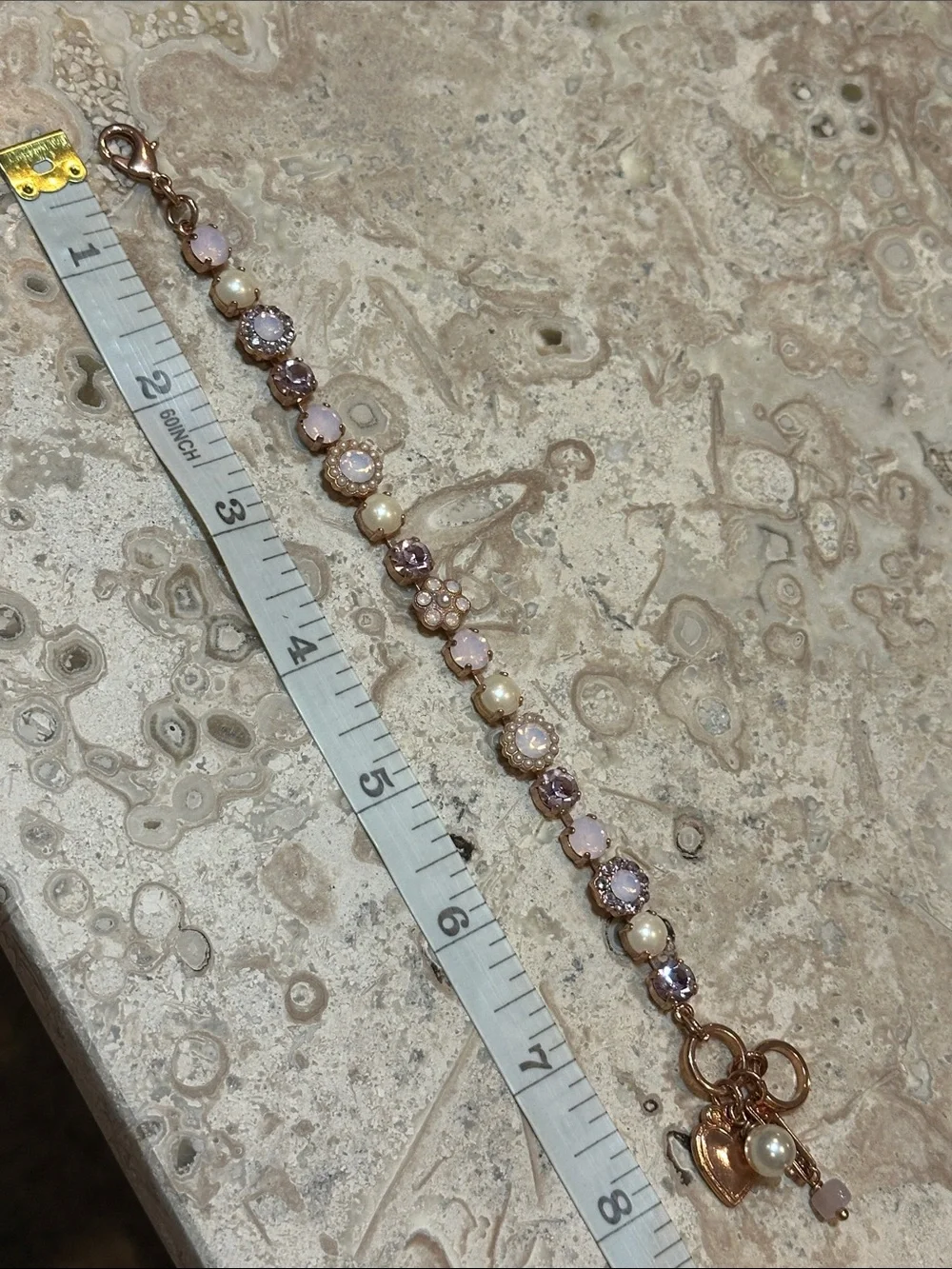 Mariana Rose Gold Bracelet with Pink and Pearl Accents